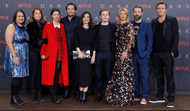 Karoline Eichhorn with her costars at the premiere of ‘Dark’.